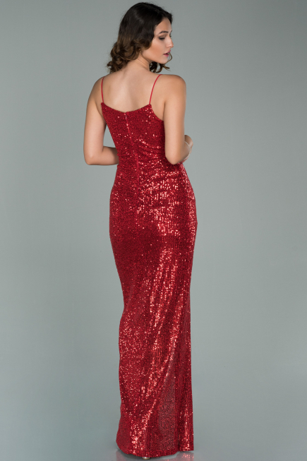 Abschlusskleid Lang Schuppig Rot ABU1880