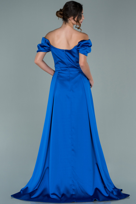 Sächsischblau Abendkleid Satin Lang ABU1716