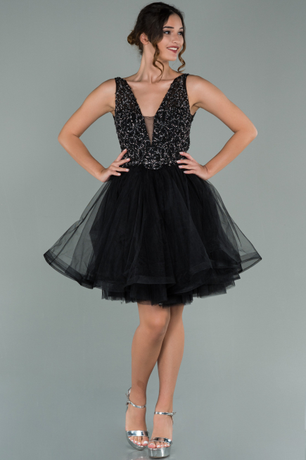 Partykleid Kurz Schwarz ABK1108