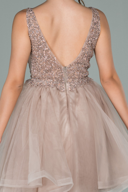 Partykleid Kurz Nerzbraun ABK1108