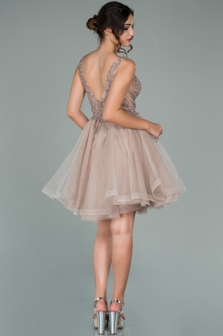 Partykleid Kurz Nerzbraun ABK1108