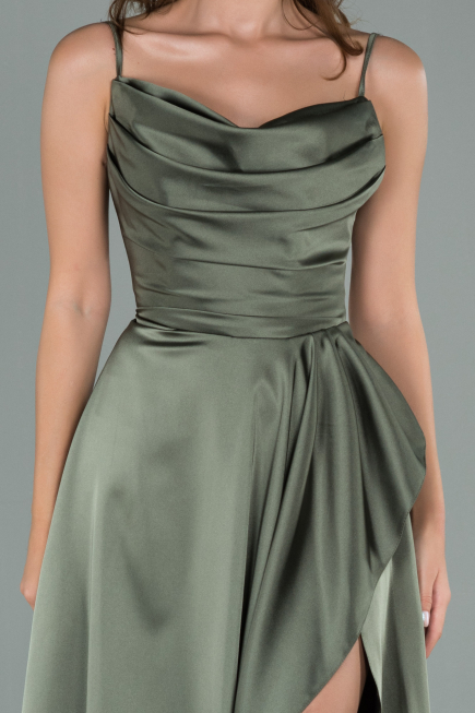 Abendkleid Lang Satin Khaki ABU1843