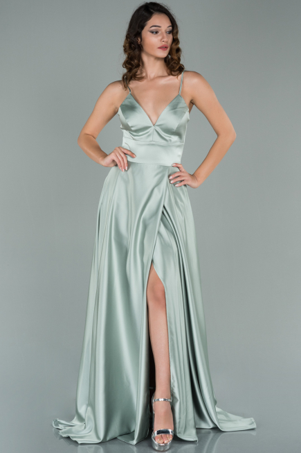 Minzgrün Abendkleid Satin Lang ABU1458