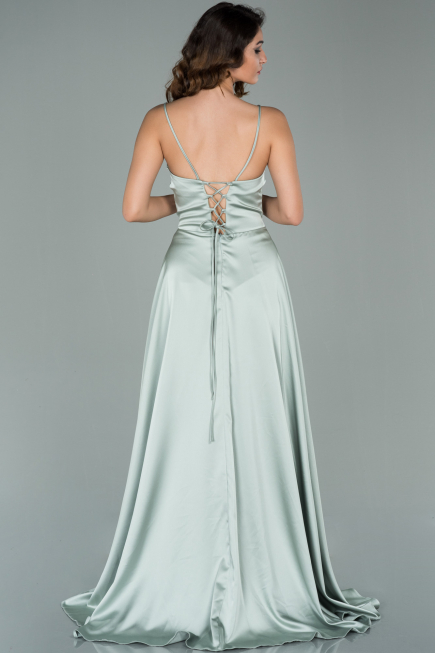 Minzgrün Abendkleid Satin Lang ABU1458
