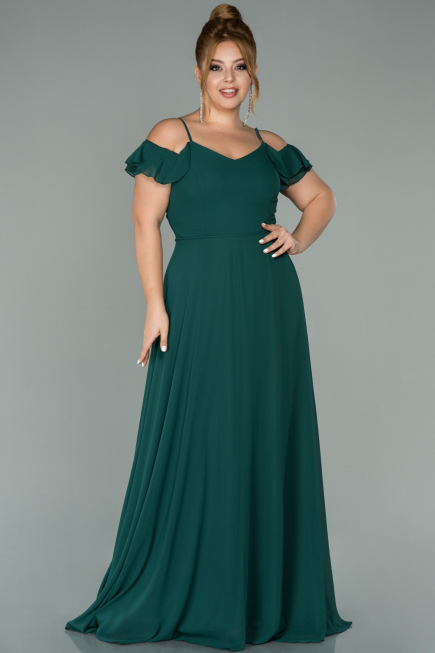 Kleider in Großen Größen Lang Chiffon Smaragdgrün ABU1892