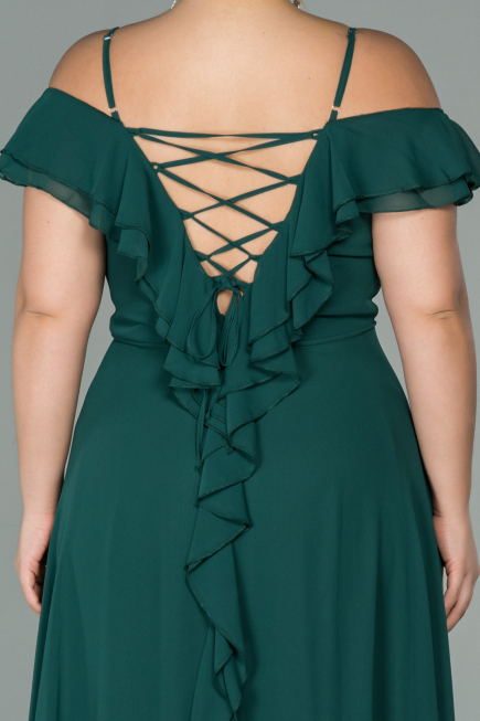 Kleider in Großen Größen Lang Chiffon Smaragdgrün ABU1892