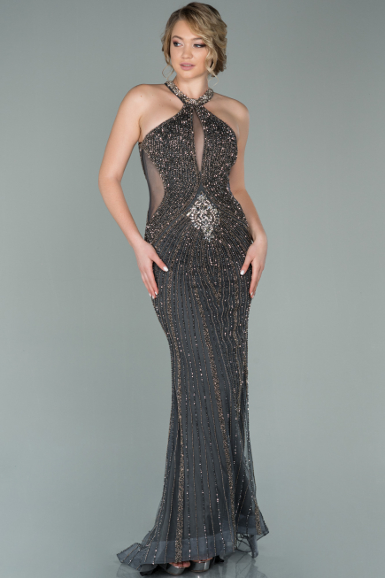 Designer Abendkleid im Meerjungfrau-Stil Lang Anthrazit ABU975