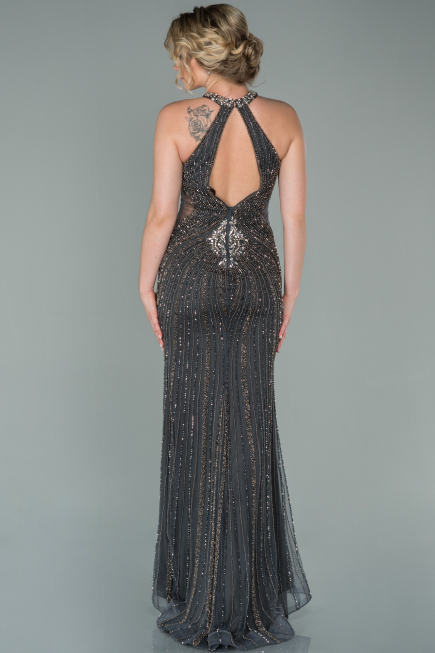Designer Abendkleid im Meerjungfrau-Stil Lang Anthrazit ABU975