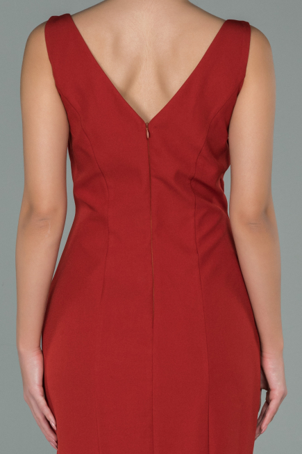 Rot Abendkleid İm Meerjungfrau-Stil Vorne Kurz-Hinten Lang ABO036