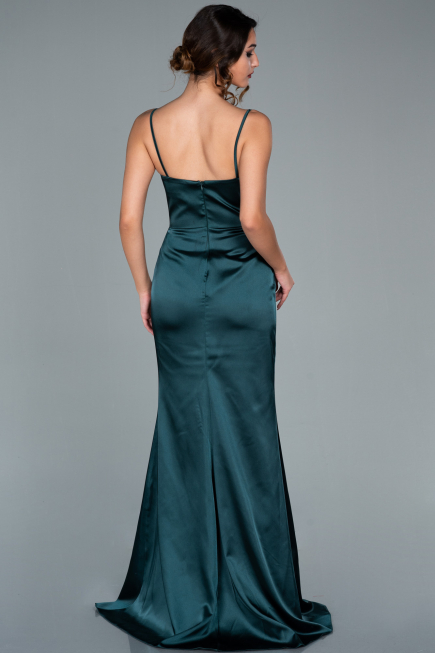 Abschlusskleid Lang Satin Smaragdgrün ABU1938