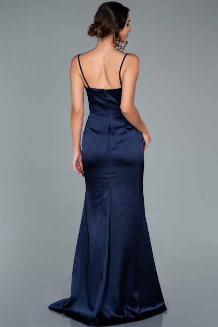 Abschlusskleid Lang Satin Marineblau ABU1938