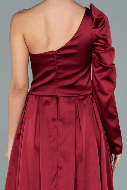 Weinrot Abendkleid Satin Lang ABU1715