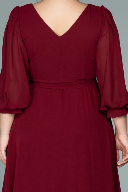 Weinrot Kleider İn Groben Midi Chiffon ABK1083