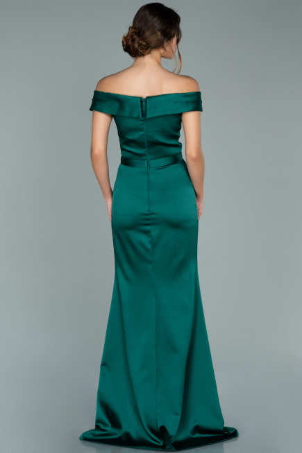 Abendkleid Lang Satin Smaragdgrün ABU1943
