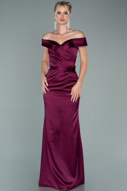 Abendkleid Lang Satin Pflaume ABU1943