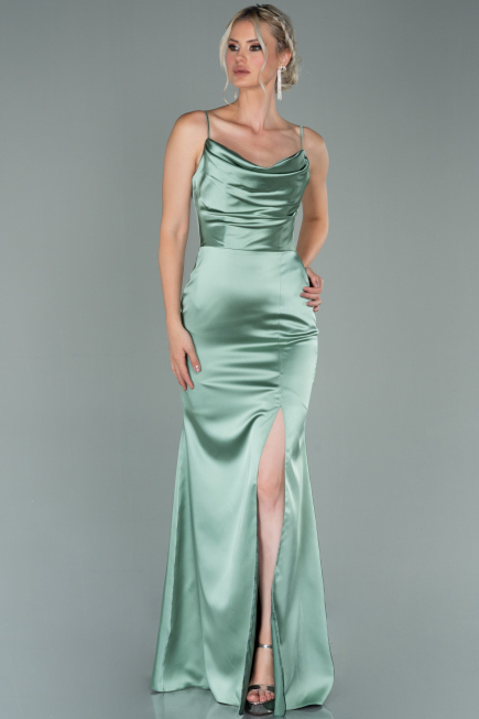 Türkis Abschlusskleid Satin Lang ABU1938