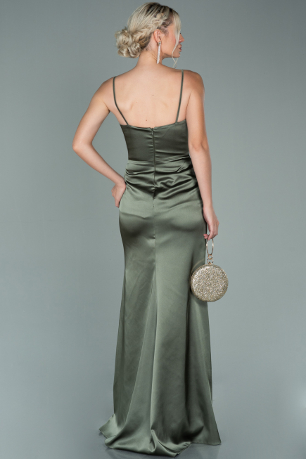 Khaki Abschlusskleid Satin Lang ABU1938
