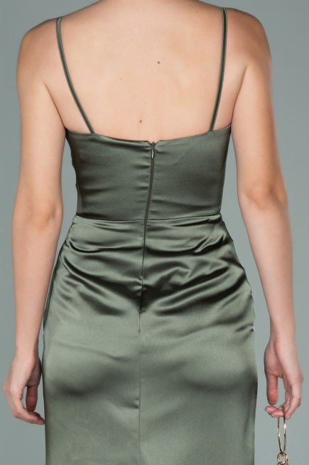 Khaki Abschlusskleid Satin Lang ABU1938