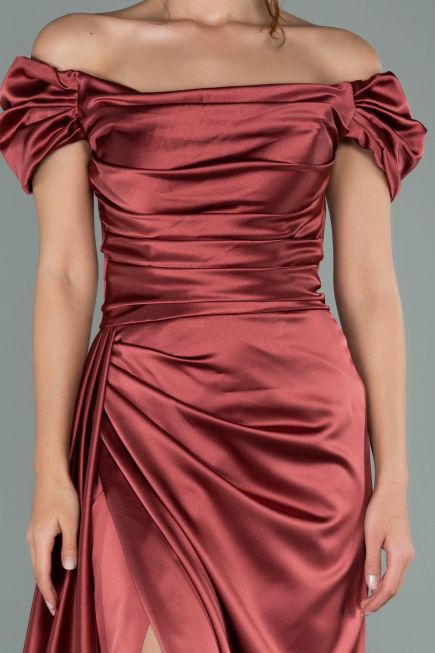 Zimtfarben Verlobungskleid Satin Lang ABU1606