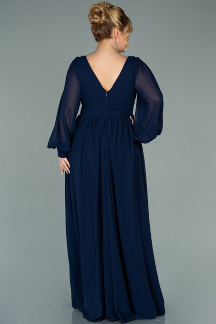 Kleider in Großen Größen Lang Chiffon Marineblau ABU1988