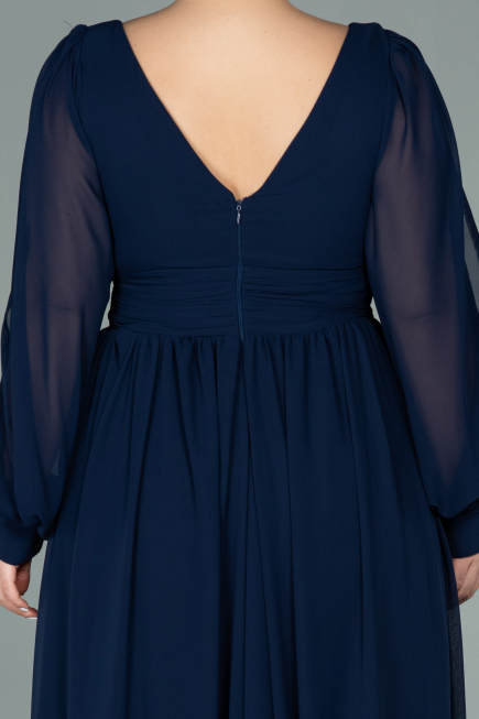 Kleider in Großen Größen Lang Chiffon Marineblau ABU1988