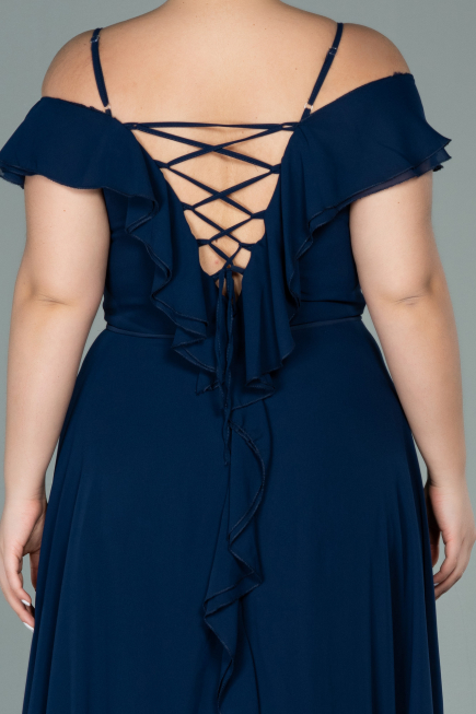 Marineblau Kleider İn Großen Größen Chiffon Lang ABU1892