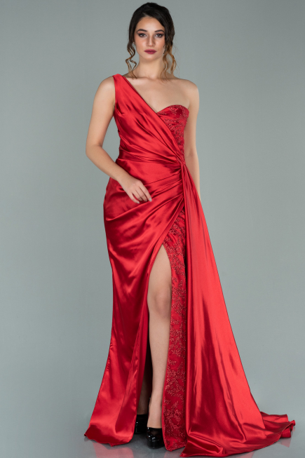 Abendkleid Lang Satin Rot ABU2028