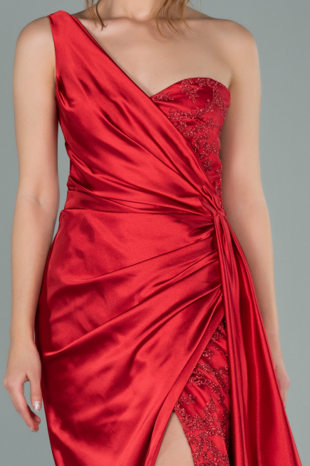 Abendkleid Lang Satin Rot ABU2028