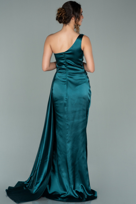 Abendkleid Lang Satin Smaragdgrün ABU2028