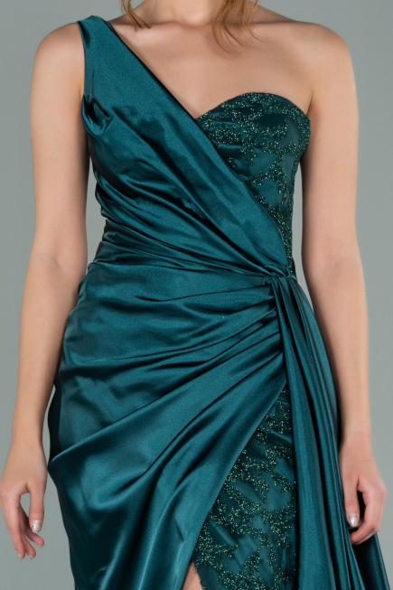 Abendkleid Lang Satin Smaragdgrün ABU2028