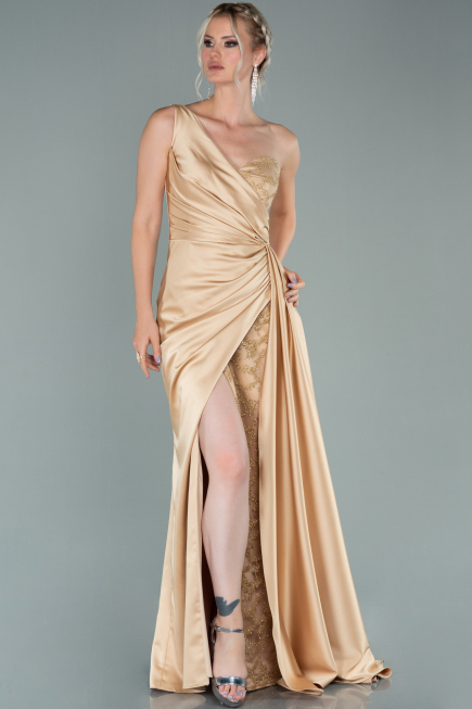 Abendkleid Lang Satin Gold ABU2028