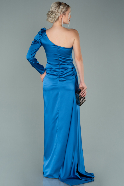 Abendkleid Lang Satin Indigo ABU2038