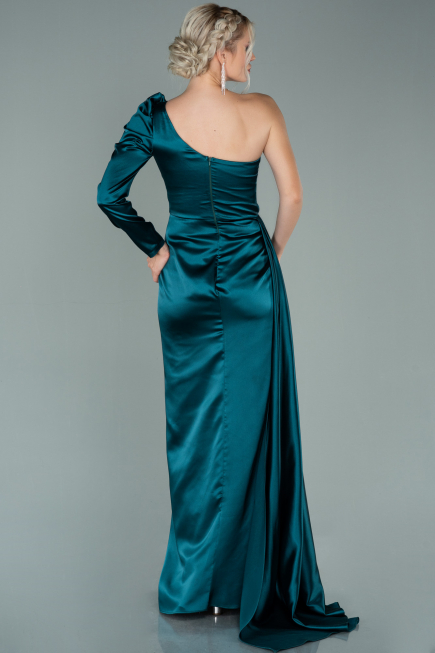 Abendkleid Lang Satin Smaragdgrün ABU2038