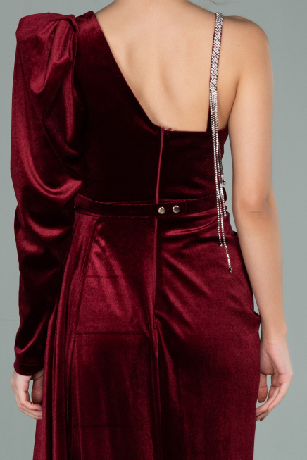 Abendkleid Lang Samt Weinrot ABU2074