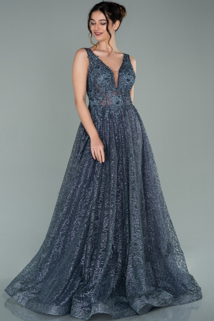 Abendkleid Lang Anthrazit ABU2131