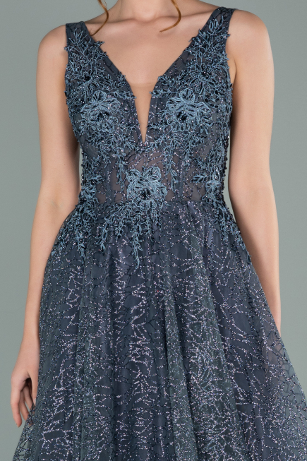 Abendkleid Lang Anthrazit ABU2131