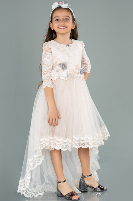 Abendkleid für Kinder Lang Lachs ABU1277