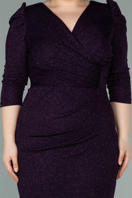 Kleider in Großen Größen Kurz Violett dunkel ABK1246