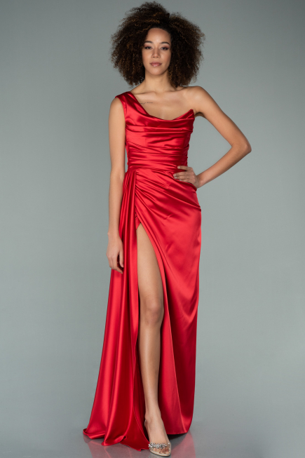 Abschlusskleid Lang Satin Rot ABU2173