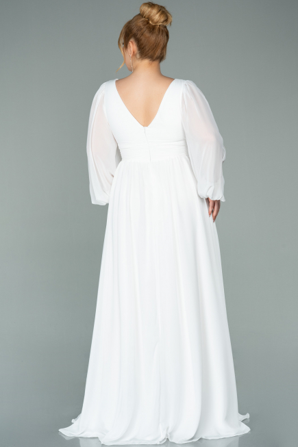 Standesamtkleid Lang Chiffon Weiß ABU1702