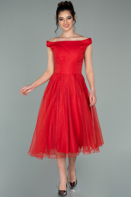 Abschlusskleid Midi Rot ABK1316