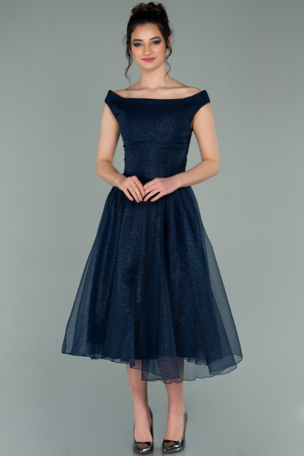 Abschlusskleid Midi Marineblau ABK1316