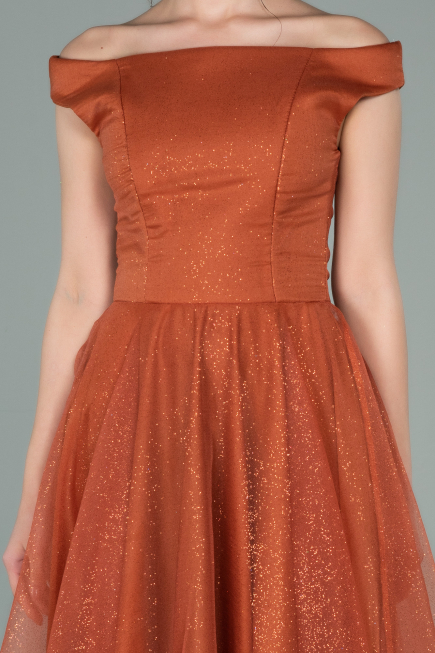 Abschlusskleid Midi Zimtfarben ABK1316