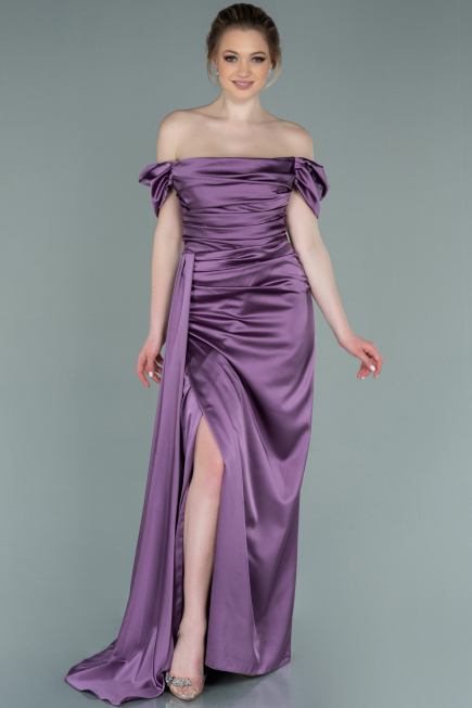 Verlobungskleid Lang Satin Lavendel ABU1606