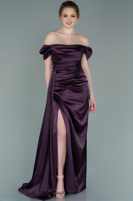 Violette Verlobungskleid Satin Lang ABU1606