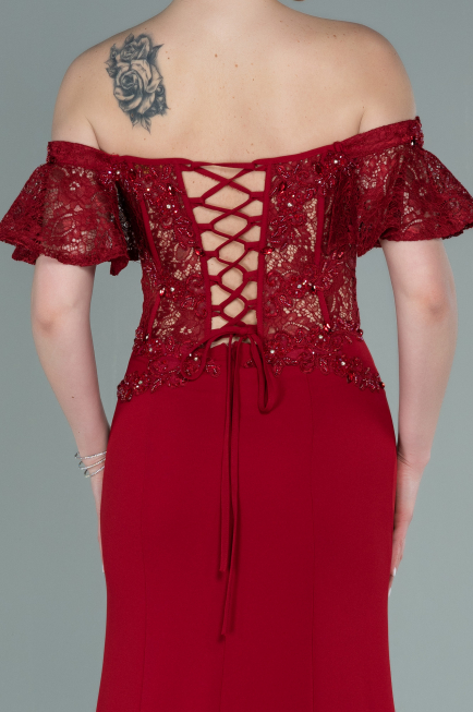 Abendkleid Lang Spitze Weinrot ABU2261