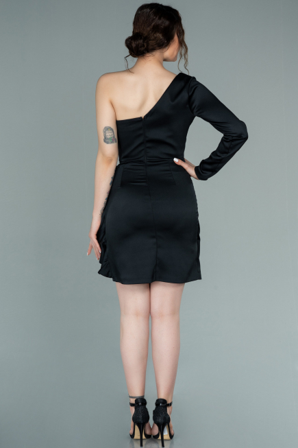 Partykleid Kurz Satin Schwarz ABK1309