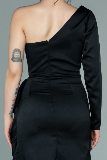 Partykleid Kurz Satin Schwarz ABK1309