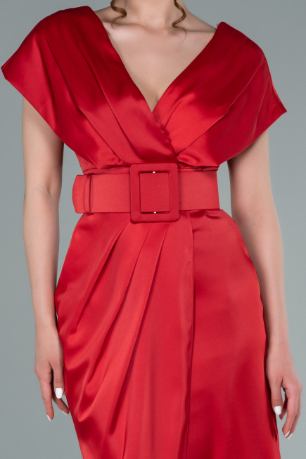 Rot Partykleid Satin Kurz ABK1107