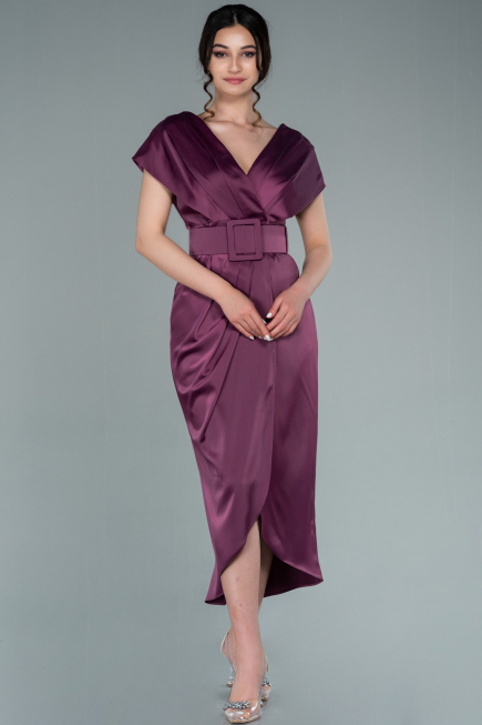 Pflaume Partykleid Satin Kurz ABK1107